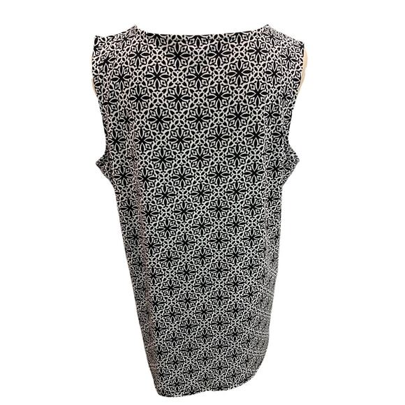 1X Talbots Woman Black White Print Tank Sleeveless Shirt - Picture 6 of 9